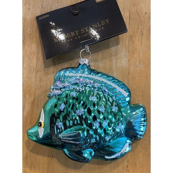 Robert‎ Stanley Glass Tropical Fish Christmas Tree Ornament Blue Green NEW - Picture 1 of 2